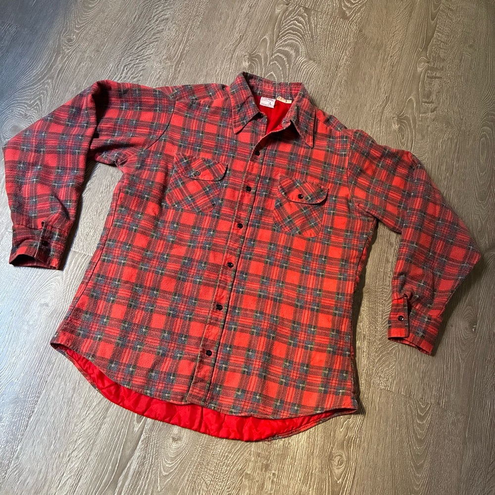 Vintage BIG MAC Quilted Flannel Shirt Jacket Large JCPenney 70s 80s Plaid CPO